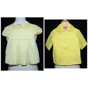 VTG Little Girls Yellow Party Dress & Coat SET 6-12M